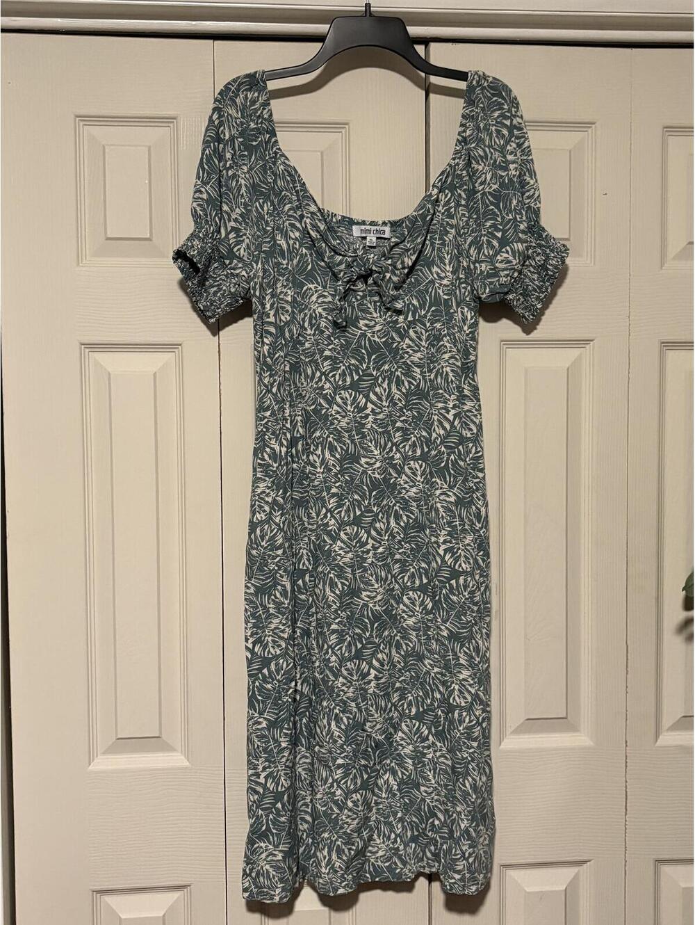 Mimi Chica Tropical Leaf Print Midi Dress Madewell Inspired Coastal Cottagecore